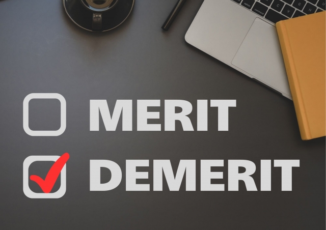 MERIT・DEMERITとかかれたチェックボックスがあり、DEMERITのボックスにチェックが入っている